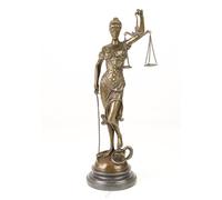 Statua in bronzo di Justitia in bronzo su base in granito in stile giovanile, dea romana della giustizia
