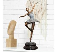 Statua in Bronzo di Prima Ballerina da 17,3 Pollici - Scultura di Ballerina con Base in Marmo, Elegante Statuetta Ispirata allo Stile Déco - Dettagli squisiti, Artigianato Artistico Fatto a Mano per