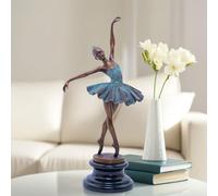 Statua in Bronzo di Prima Ballerina da 17,3 Pollici - Scultura di Ballerina con Base in Marmo, Elegante Statuetta Ispirata allo Stile Déco - Dettagli squisiti, Artigianato Artistico Fatto a Mano per