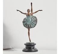 Statua in Bronzo di Prima Ballerina da 17,3 Pollici - Scultura di Ballerina con Base in Marmo, Elegante Statuetta Ispirata allo Stile Déco - Dettagli squisiti, Artigianato Artistico Fatto a Mano per