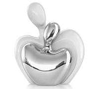 Statua in ceramica con coppia che si abbraccia, in argento bianco, decorazione per la casa è un regalo romantico per lei per anniversario di matrimonio e San Valentino, decorazione per mobile TV per