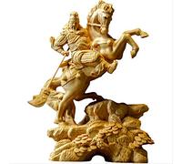 Statua in Legno di bosso da 14 cm, intagliata, Raffigurante Il Dio della ricchezza, la Fortuna e la Cavalcata, Guan Gong, Decorazione per la casa.