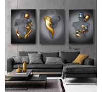 Statua in metallo 3D, arte dell'amore, del cuore, del bacio, della parete, del soggiorno, senza cornice (poster 05,60 x 80 cm x 3)