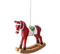 Statua in miniatura a forma di cavallo a dondolo, 8 cm, decorazione per la | Perfetto tema natalizio, tocco tradizionale per le vacanze, design leggero, facile da appendere, decorazione per la famiglia