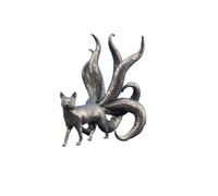 Statua in miniatura in ottone a nove code di volpe, animali neri in metallo scultura volpe ornamento da scrivania bonsai micro paesaggio decorazione accessori