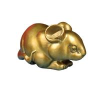Statua in Miniatura in Ottone Feng Shui della Fortuna dello Zodiaco del Topo, graziosi Animali da Topo, Scultura da scrivania, libreria, Accessori, fermacarte da Studio (Topo accovacciato)