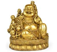 Statua in Ottone Feng Shui del Buddha Che Ride, Ornamento del Buddha Maitreya, Figura del Dio della ricchezza, Decorazione per la casa e L'Ufficio, Il miglior Regalo di inaugurazione della