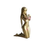 Statua in ottone in miniatura femminile inginocchiata, scultura di donna nuda in metallo, body art da scrivania, fermacarte decorazione auto statuette da collezione