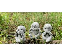Statua in pietra antigelo set di 3 piccoli cinesi non vedere niente sentire d...