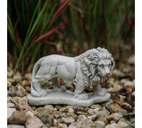 Statua in pietra di leone H.15 cm 21 x 8 cm grigio 2 kg cemento bianco antigelo