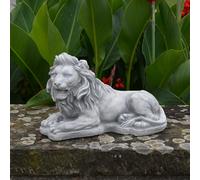 Statua in pietra di leone sdraiato H.25 cm 40 x 18 cm grigio 13 kg cemento bi...