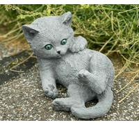 Statua in pietra gatto russo blu resistente al gelo decorazione da giardino i...