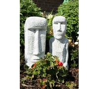 Statua in pietra isola di Pasqua volti set statua da giardino resistente al g...