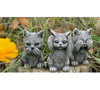 Statua in pietra set di 3 gatti non sentire niente vedere dire resistente al ...