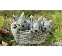 Statua in pietra vaso per piante 3 conigli nel cesto resistente al gelo resis...