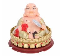 Statua in Plastica Fortunata a Induzione di Luce Solare Ornamento del Buddha Maitreya per Casa Desktop Auto