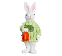 Statua in resina a forma di coniglietto pasquale con elementi di design senza tempo, per decorazione primaverile annuale e rotazione e conservazione (verde)