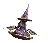 Statua in resina a forma strega Habitat Piattaforma alimentazione per uccelli per la fauna selvatica del giardino Mangiatoia da giardino sospesa per casa delle farfalle in legno resistente alle