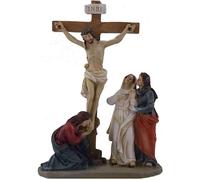 Statua in resina calvario crocifisso gesu' con pie donne 12xh.16 cm presepe pasq