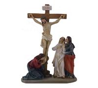 Statua in resina calvario crocifisso gesu' con pie donne 12xh.16 cm presepe pasq