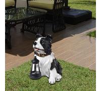 Statua in resina con lampada solare per cani da giardino, adorabile regalo,