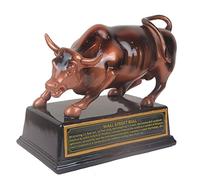 Statua in resina con licenza ufficiale Wall Street Bull Stock Market NYC, statuetta con base (piccola 8,9 cm)