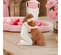 Statua in resina di cane ragazza, simpatia, ricordo, mensola per camino,