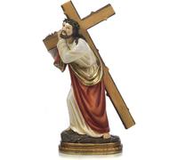 Statua in resina gesu' che porta la croce presepe pasquale 12,3 cm articoli reli