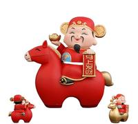 Statua in resina Horse, Lucky Caishen Riding Horse Statue 2026 Year of The H-orse Decoration, Feng Shui Zodiac Animal Sculpture, Fortune Wealth Success Ornament for Home Office Tabletop