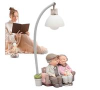 Statua in resina, statuetta di coppia di anziani, intagliata a mano, decorazione commovente con luce soffusa, per scrivania, camera da letto, famiglia genitori