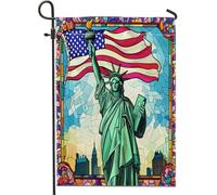 Statua in vetro colorato, statua della dea, per cortile, cortile, giardino, verticale, bandierine da giardino, 30,5 x 45,7 cm, double face, per esterni, bandiera per il giorno dell'indipendenza per la