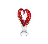 Statua in vetro soffiato stile Murano da appoggio con cuore vetro colorato amore