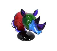 Statua in vetro soffiato stile Murano testa di rinoceronte idea regalo artistica