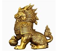 Statua Kirin Feng Shui in rame puro. Una coppia di Kirin Company si è trasferita per aprire l'ufficio regali. Casa. Artigianato per il soggiorno fortunato. Statua di protezione della ricchezza.