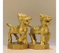 Statua Kirin Feng Shui in rame puro Una coppia di otto trigrammi La Kirin Company si è trasferita per aprire l'ufficio regali Home Lucky Living Room Crafts Statua di protezione della ricchezza