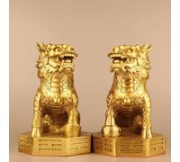 Statua Kirin Feng Shui in rame puro Una coppia di otto trigrammi La Kirin Company si è trasferita per aprire l'ufficio regali Home Lucky Living Room Crafts Statua di protezione della ricchezza