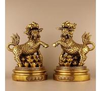 Statua Kirin Feng Shui in rame puro Una coppia di otto trigrammi La Kirin Company si è trasferita per aprire l'ufficio regali Home Lucky Living Room Crafts Statua di protezione della ricchezza