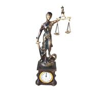 Statua Lady Justice - Statuetta da tavolo in resina con orologio, statua a tema legge, ornamento decorativo da tavolo | Scultura senza della giustizia per casa, ufficio, studio, camera da