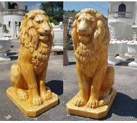 STATUA LEONE COPPIA DI LEONI H 80 CM PER ESTERNO DA GIARDINO IN CEMENTO MARMO