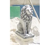STATUA LEONE IN CEMENTO BIANCO SFUMATO GRIGIO 60CM RESISTENTE ALLE INTEMPERIE