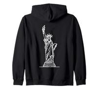 Statua libertà Linework USA Felpa con Cappuccio