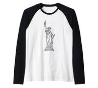 Statua libertà Linework USA Maglia con Maniche Raglan