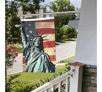 Statua Liberty Bandiera Americana 2x3 Ft Esterna Interna Primavera Estate Autunno Inverno Giardino Bandiere con Occhiello Verticale Doppio Lato Festività Bandiere Banner per Decorazioni da Cortile