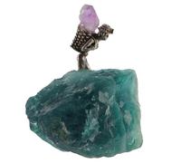 Statua Minatore su Grappolo di Cristallo Verde per Casa e Ufficio | Pietra di Cristallo, Aspetto Unico e Fattura Fine, Ornamento Decorativo per Ambienti Tranquilli