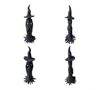 Statua mistica nera per strega della foresta, dipinta a mano, stile gotico, decorazione per Halloween, in resina, antica strega con radici intrecciate, cappello a punta, ornamento da scrivania