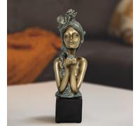 Statua Moderna di Busto Donna Dorata per L'arredamento Della Casa, Scultura Testa Donna, Statuetta di Bellezza Estetica Con Base Nera, Comodino,Soggiorno,Tavolo,Ufficio Decorazione,Regali Donna