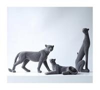 Statua moderna di ghepardo seduto leopardo scultura decorativa ornamenti retrò for animali decorazione for la casa soggiorno artigianato in resina mobiletto for vino scrivania(Gray,ABC)