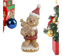 Statua natalizia impilata, 9,5 x 8 x 21 cm, scultura natalizia da scrivania, a forma di omino di pan di zenzero, scultura in resina per libreria, mensola del caminetto, scrivania vetrina comodino