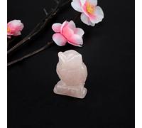 Statua naturale quarzo rosa intagliato a forma di gufo decorazione pietra curativa rosa pietra preziosa decorazione (3,8 cm)