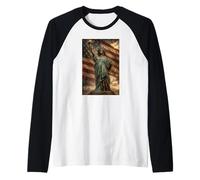 Statua Nera della libertà, USA, Mese della Storia Nera Maglia con Maniche Raglan